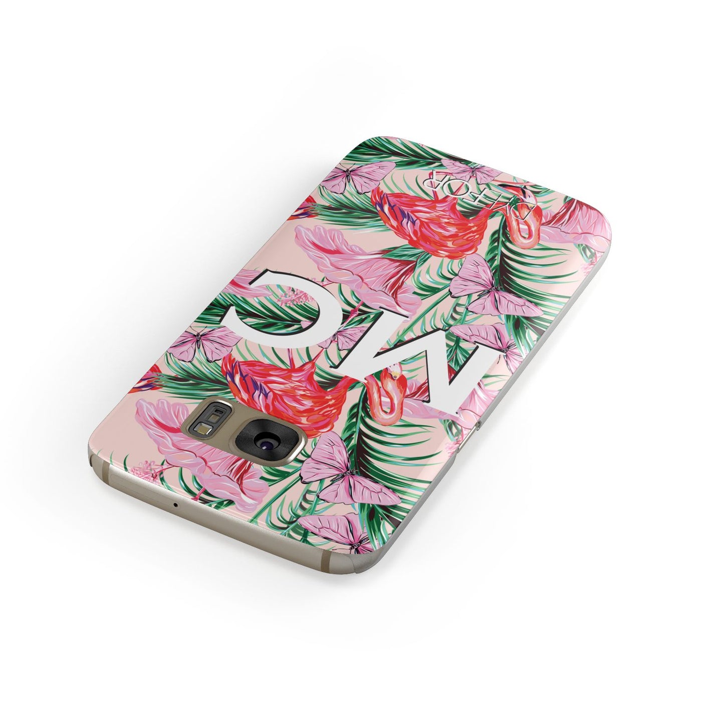 Personalised Tropical Pink Flamingo Samsung Galaxy Case Front Close Up