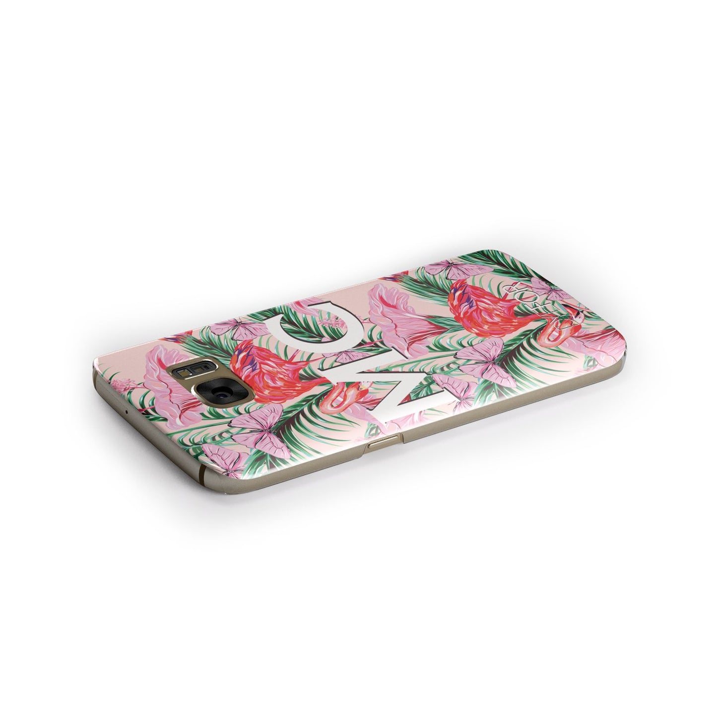 Personalised Tropical Pink Flamingo Samsung Galaxy Case Side Close Up
