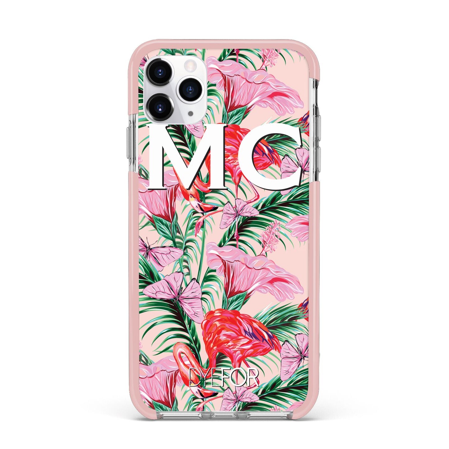 Personalised Tropical Pink Flamingo iPhone 11 Pro Max Impact Pink Edge Case