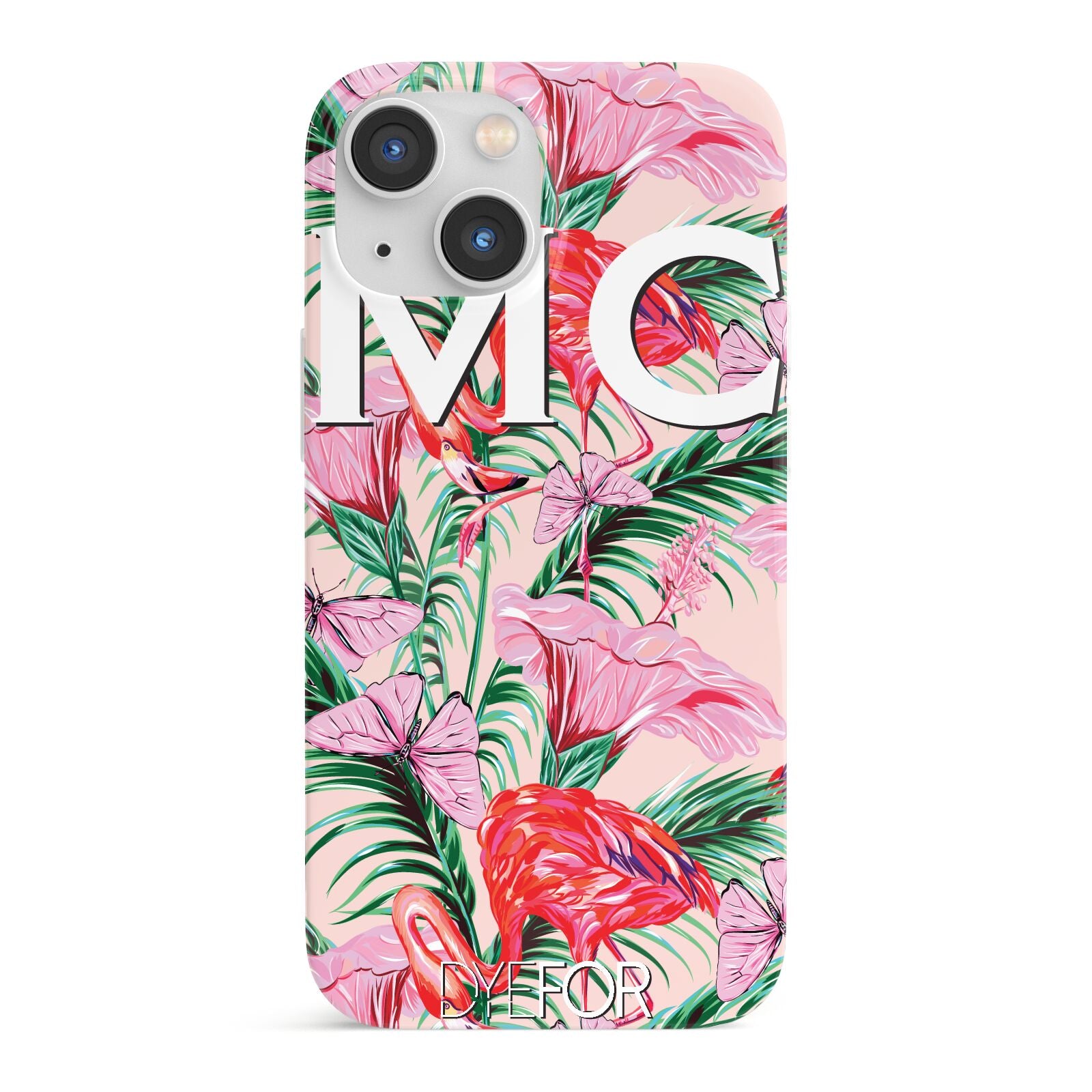 Personalised Tropical Pink Flamingo iPhone 13 Mini Full Wrap 3D Snap Case