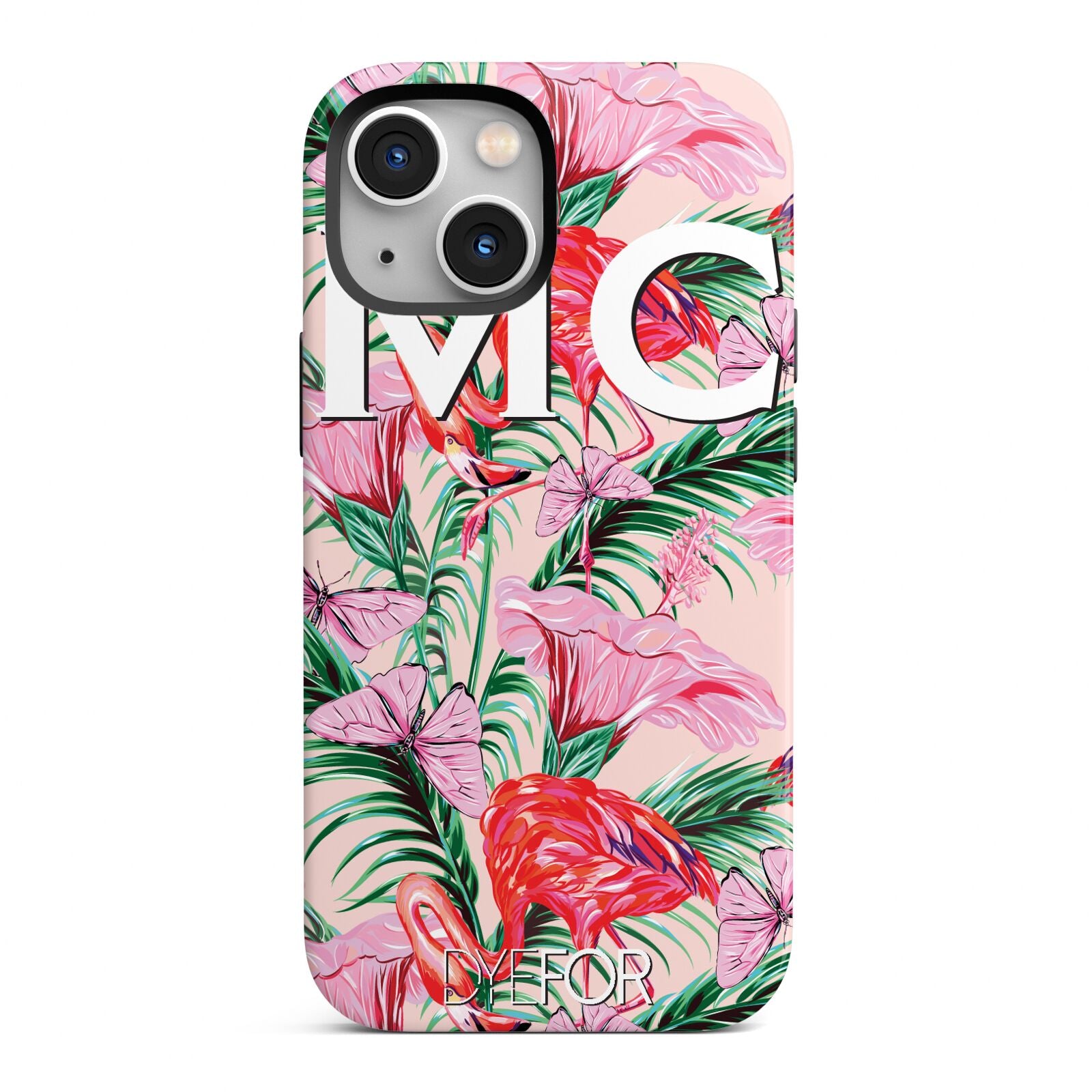 Personalised Tropical Pink Flamingo iPhone 13 Mini Full Wrap 3D Tough Case