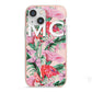 Personalised Tropical Pink Flamingo iPhone 13 Mini TPU Impact Case with Pink Edges