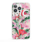 Personalised Tropical Pink Flamingo iPhone 13 Pro Clear Bumper Case