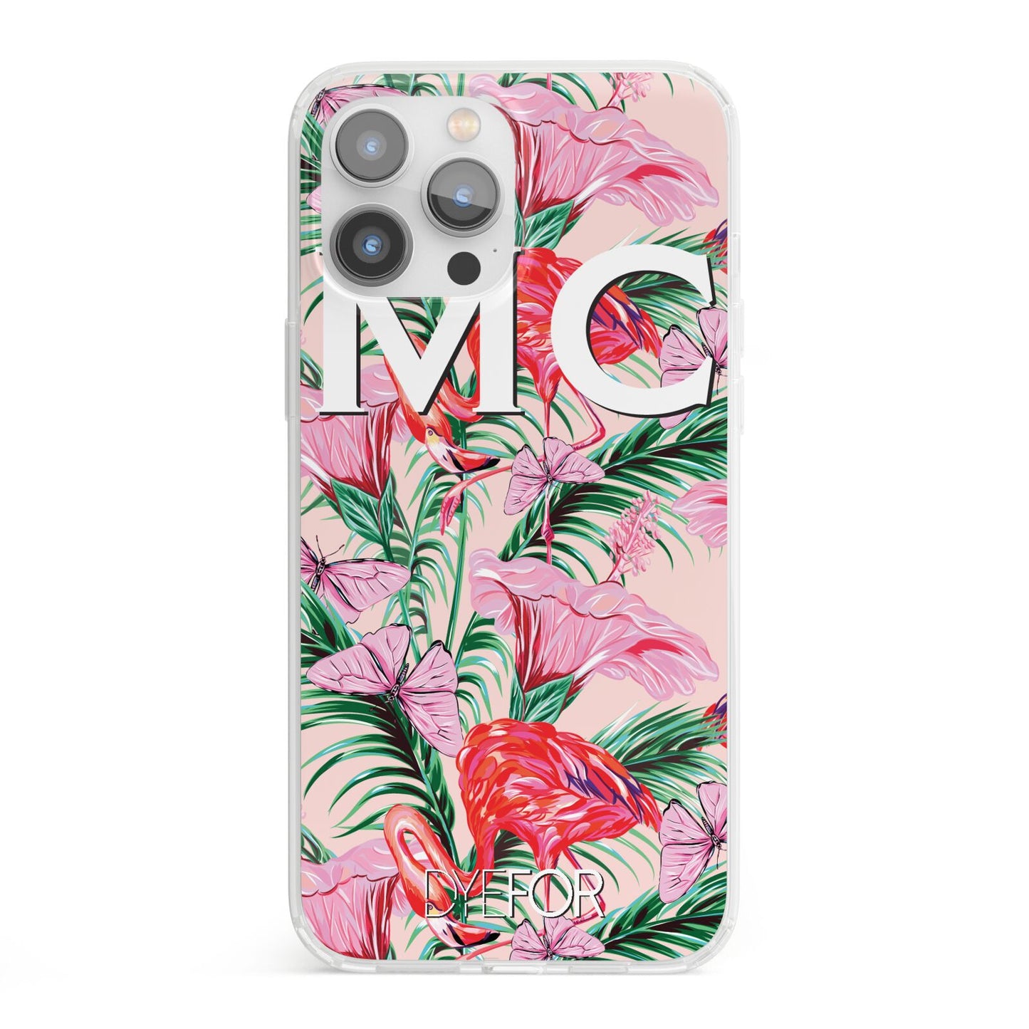 Personalised Tropical Pink Flamingo iPhone 13 Pro Max Clear Bumper Case