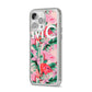 Personalised Tropical Pink Flamingo iPhone 14 Pro Max Clear Tough Case Silver Angled Image