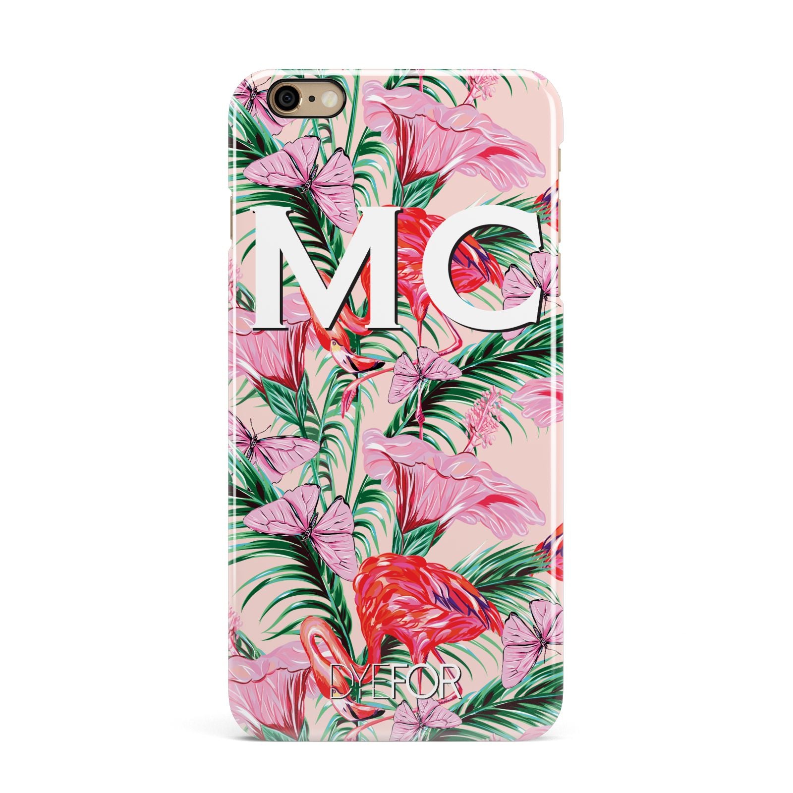 Personalised Tropical Pink Flamingo iPhone 6 Plus 3D Snap Case on Gold Phone