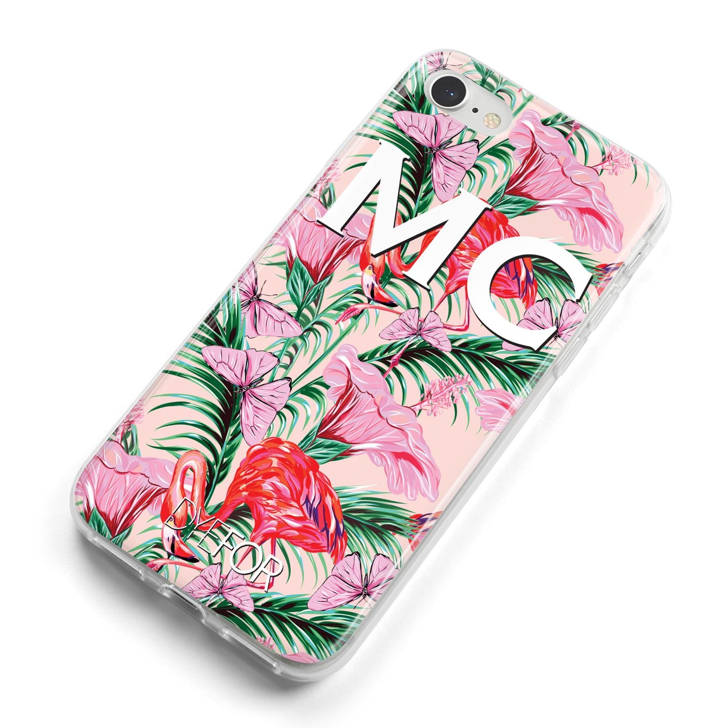 Personalised Tropical Pink Flamingo iPhone 8 Bumper Case on Silver iPhone Alternative Image