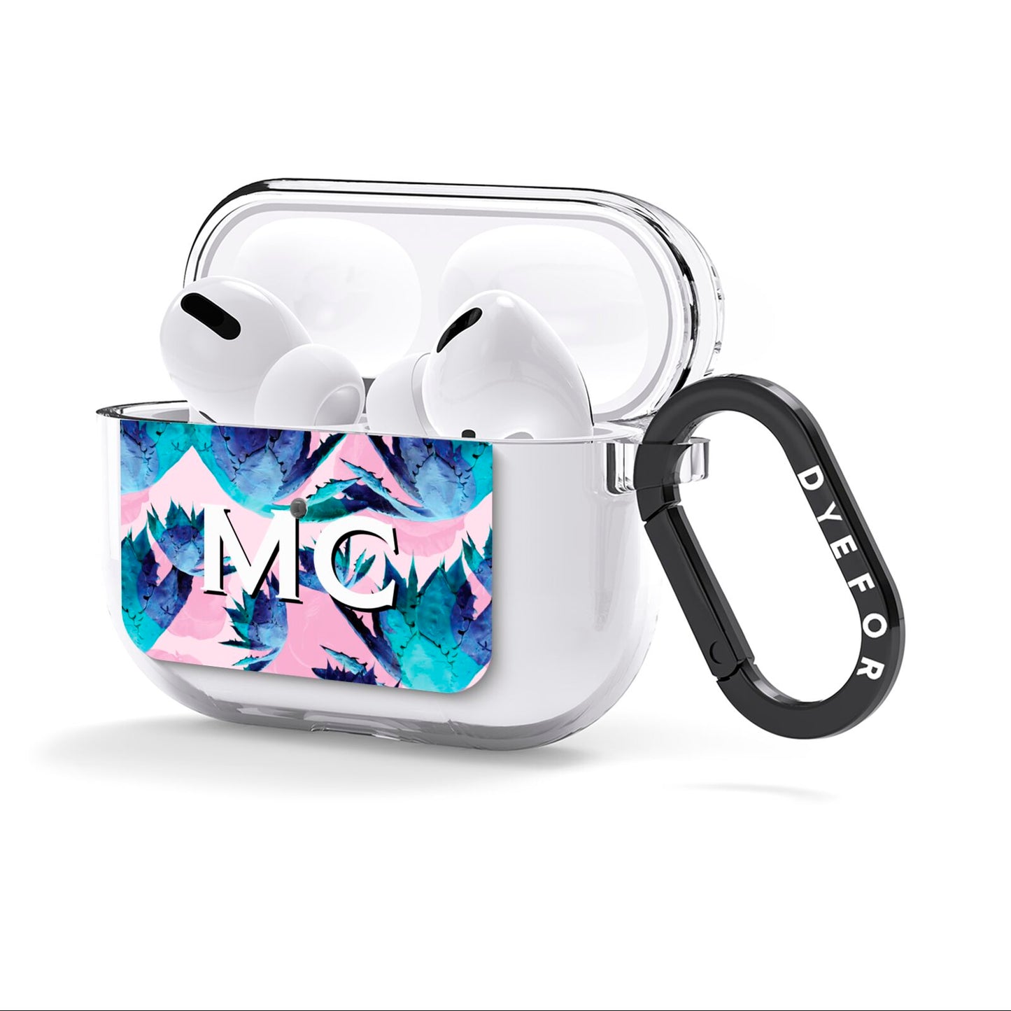 Personalised Tropical Pink Green Abstract AirPods Clear Case 3rd Gen Side Image
