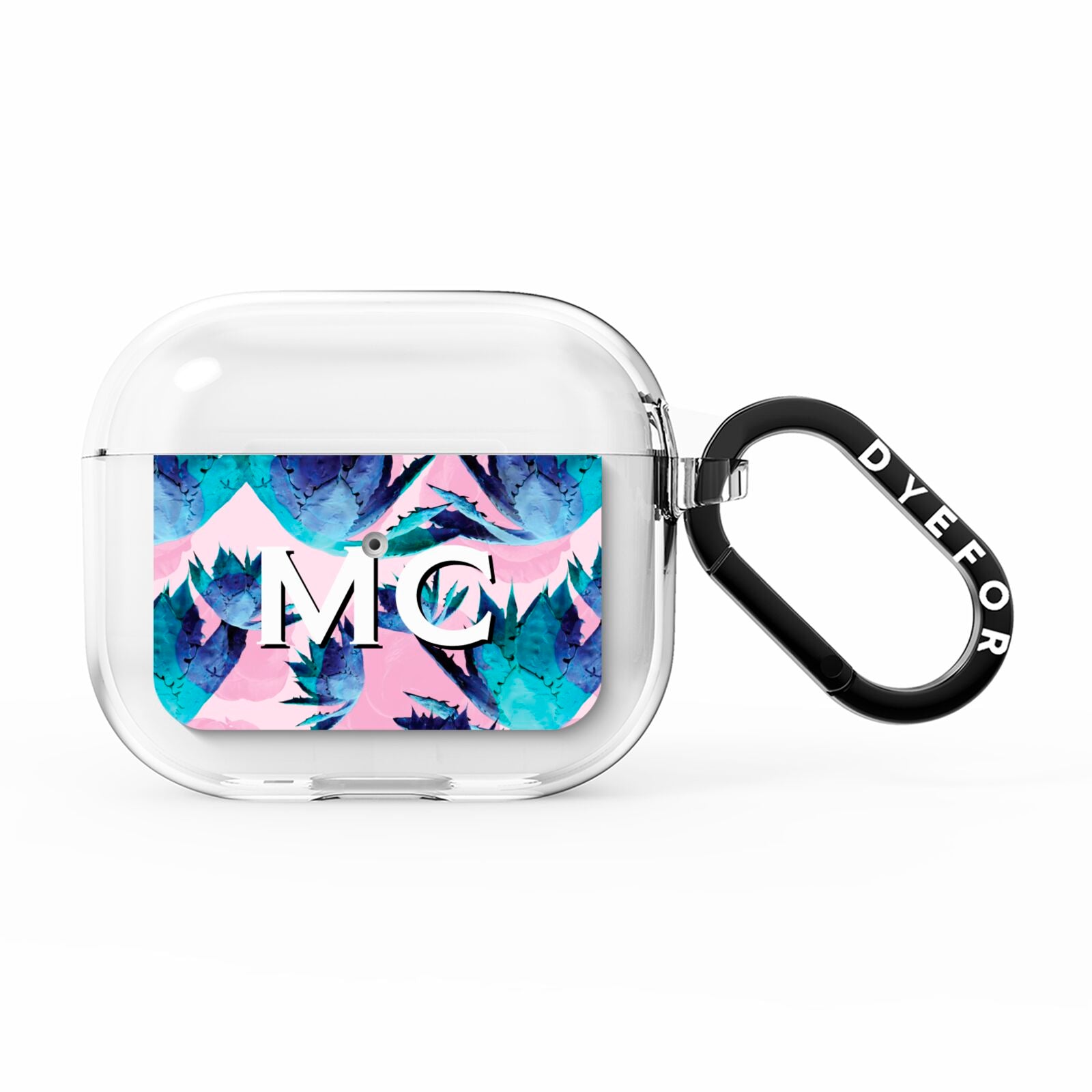 Personalised Tropical Pink Green Abstract AirPods Clear Case 3rd Gen