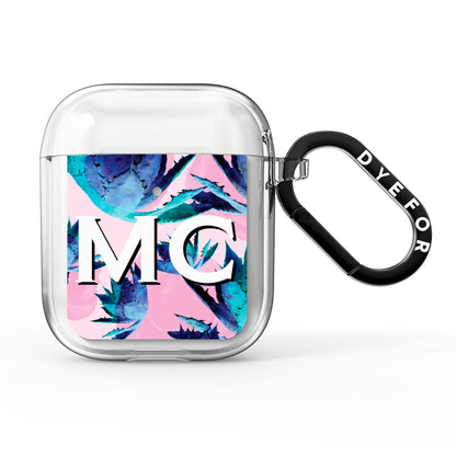 Personalised Tropical Pink Green Abstract AirPods Clear Case