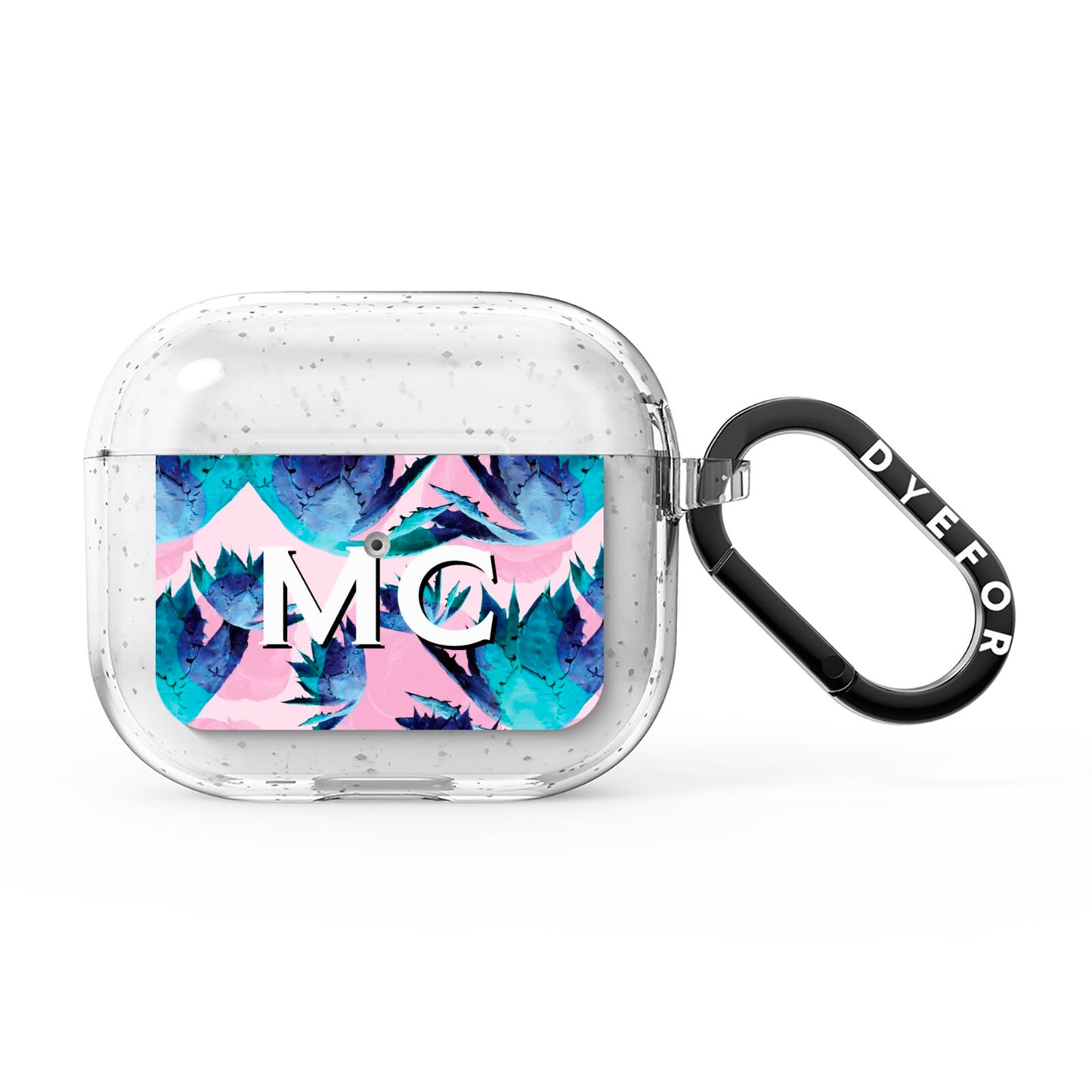 Personalised Tropical Pink Green Abstract AirPods Glitter Case 3rd Gen