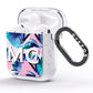 Personalised Tropical Pink Green Abstract AirPods Glitter Case Side Image