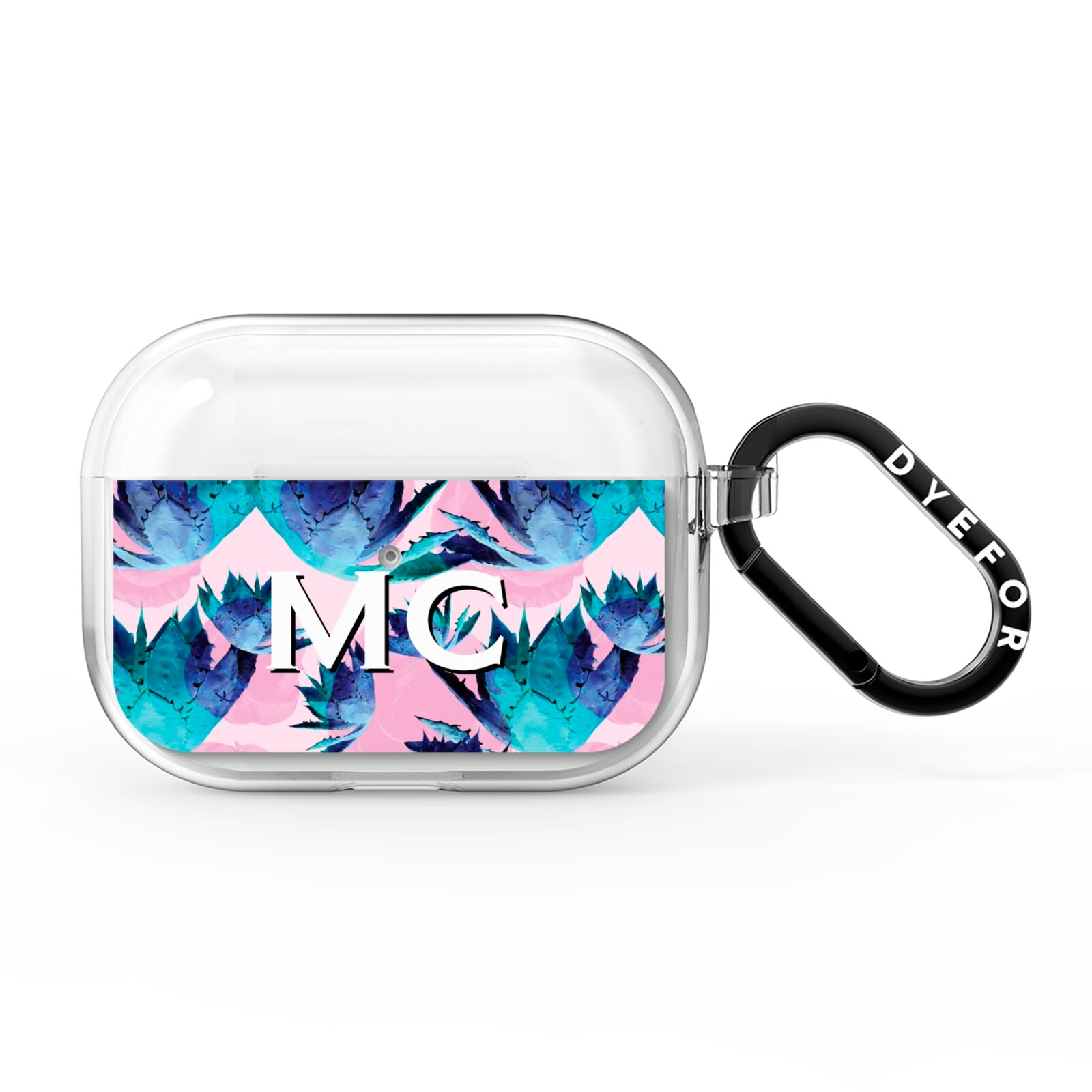 Personalised Tropical Pink Green Abstract AirPods Pro Clear Case