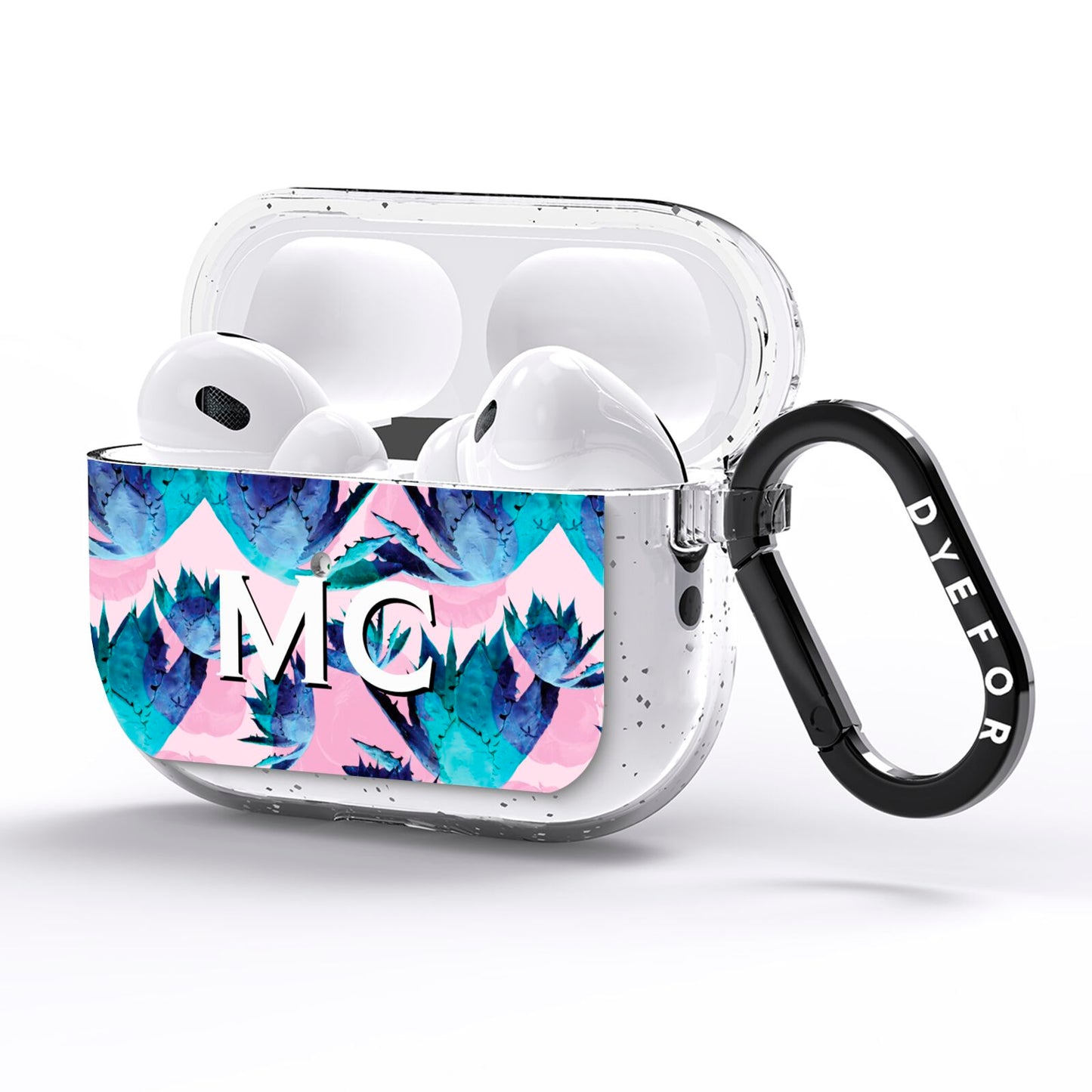 Personalised Tropical Pink Green Abstract AirPods Pro Glitter Case Side Image