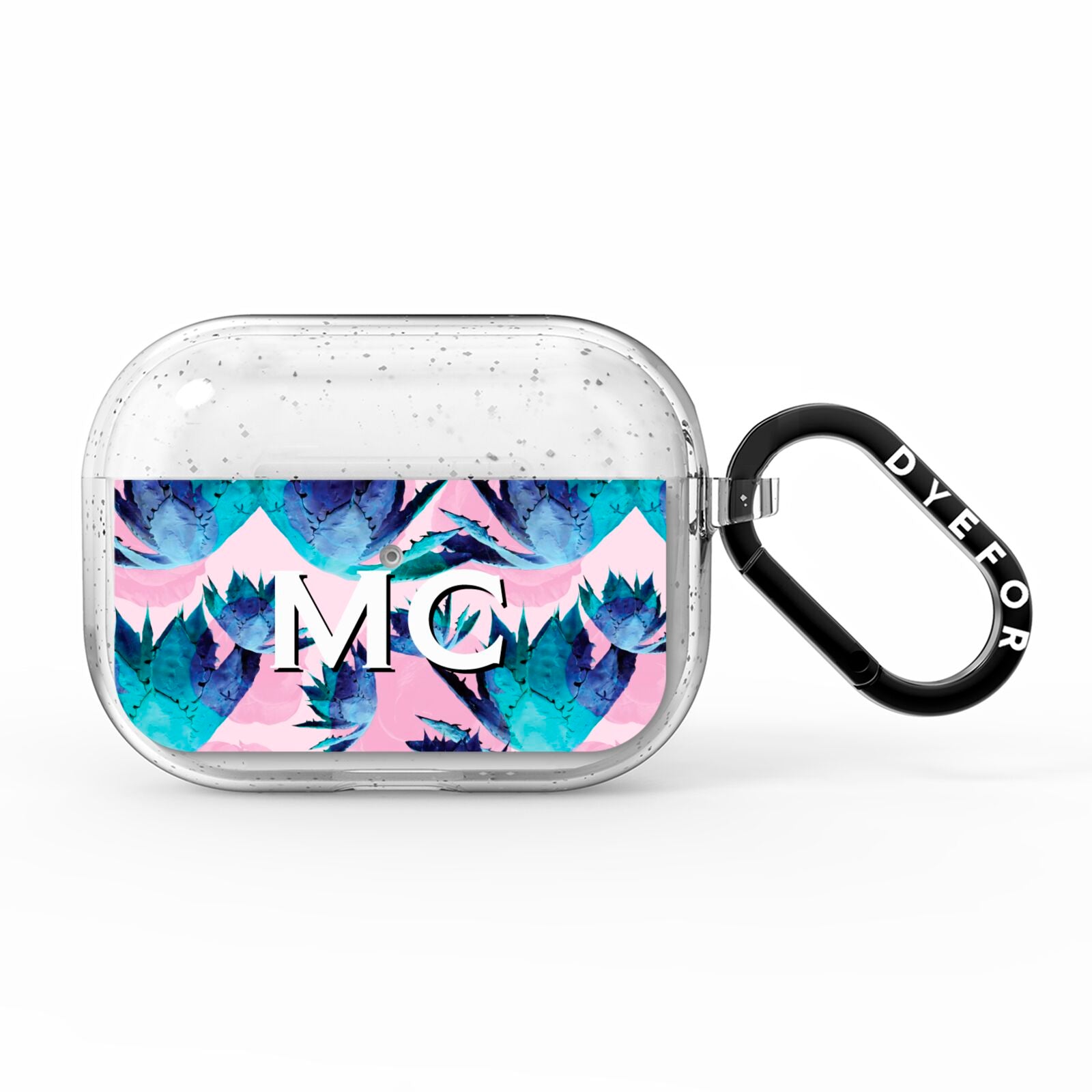 Personalised Tropical Pink Green Abstract AirPods Pro Glitter Case