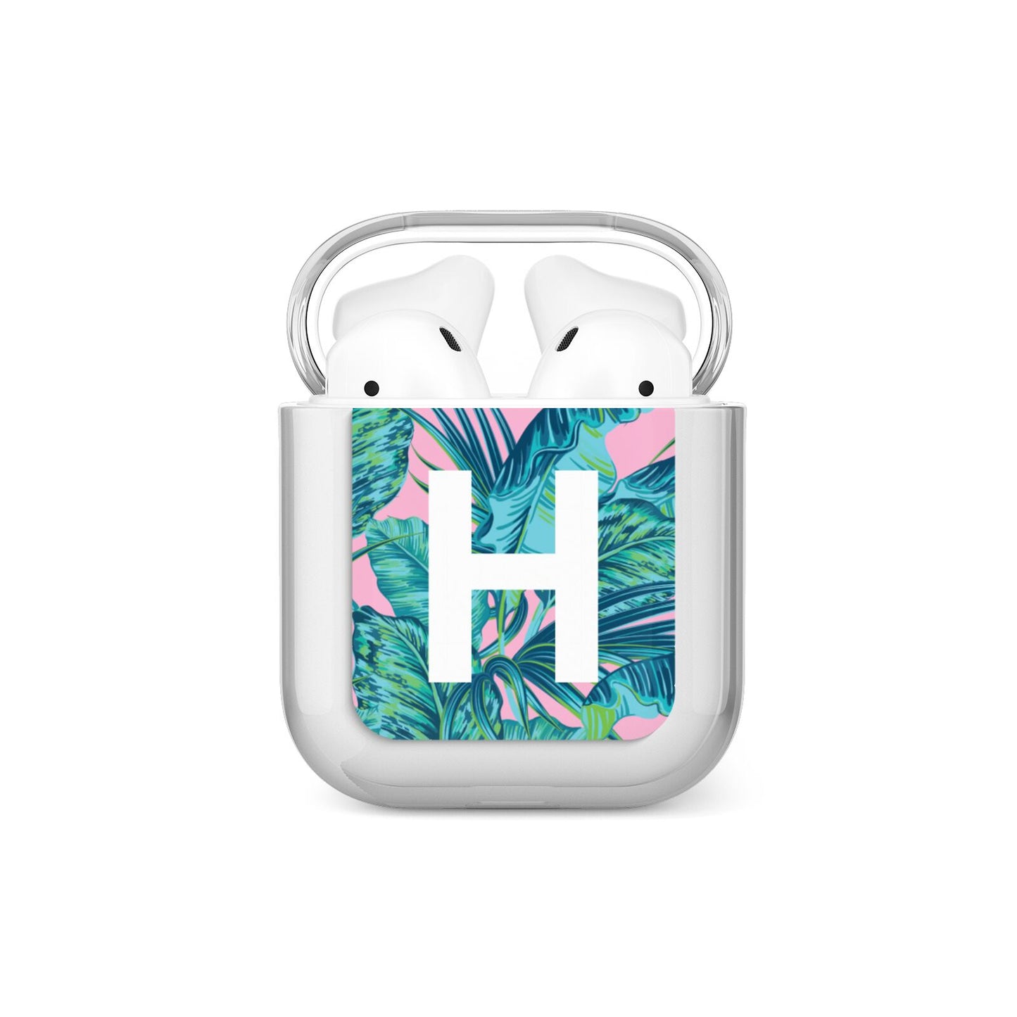 Personalised Tropical Pink and Green AirPods Case