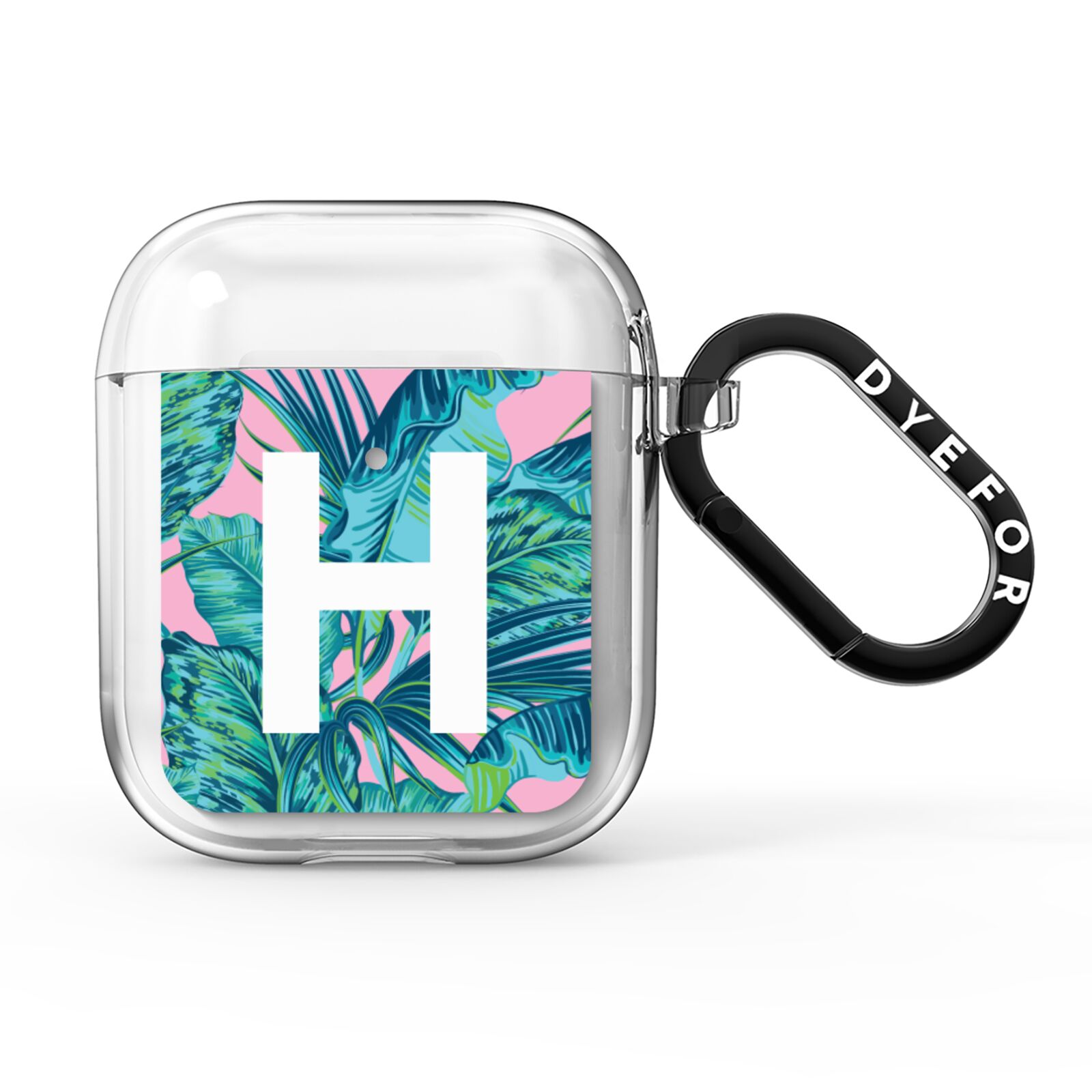 Personalised Tropical Pink and Green AirPods Clear Case