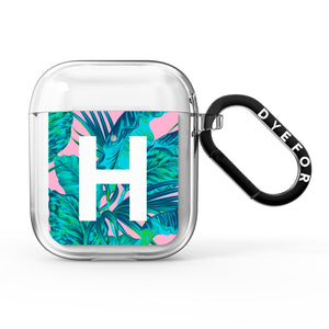 Personalised Tropical Pink and Green AirPods Case