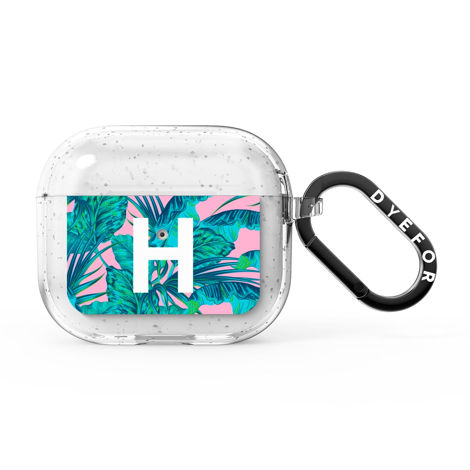 Personalised Tropical Pink and Green AirPods Glitter Case 3rd Gen
