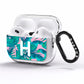 Personalised Tropical Pink and Green AirPods Pro Clear Case Side Image