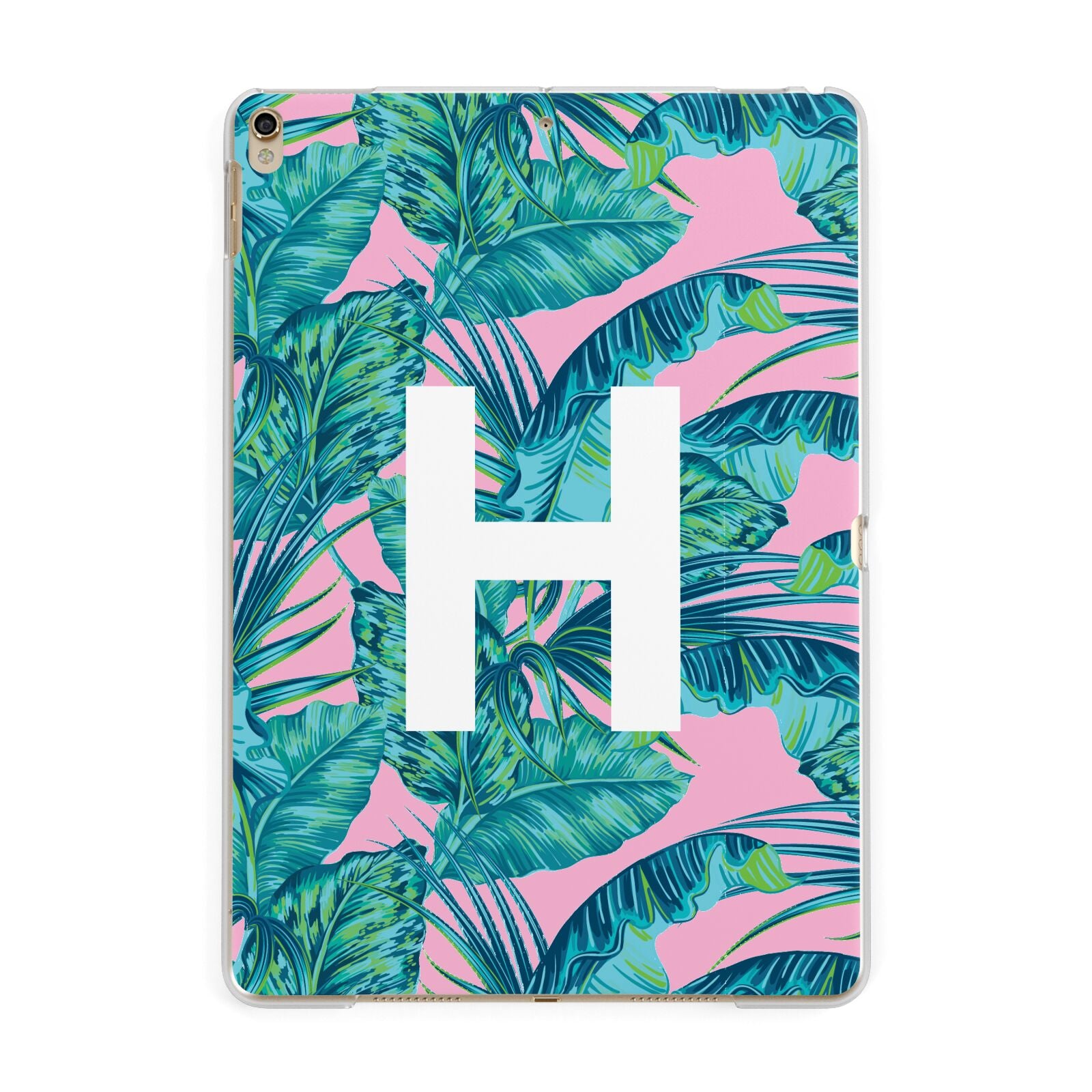 Personalised Tropical Pink and Green Apple iPad Gold Case