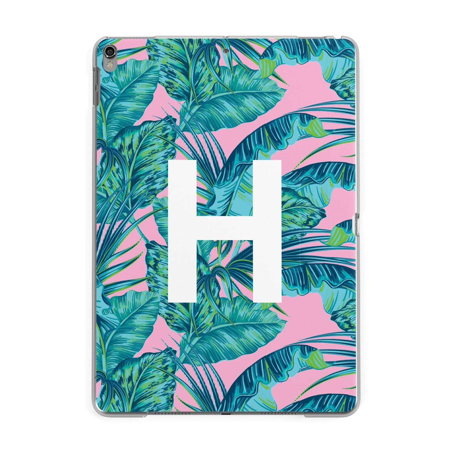 Personalised Tropical Pink and Green Apple iPad Grey Case