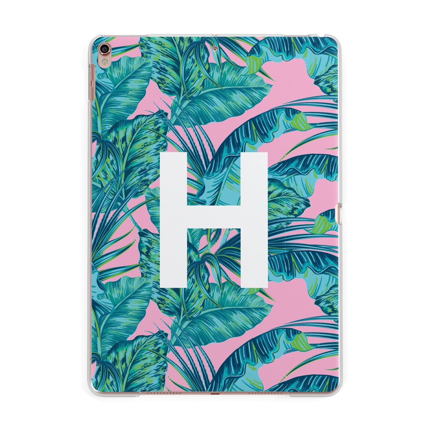 Personalised Tropical Pink and Green Apple iPad Rose Gold Case