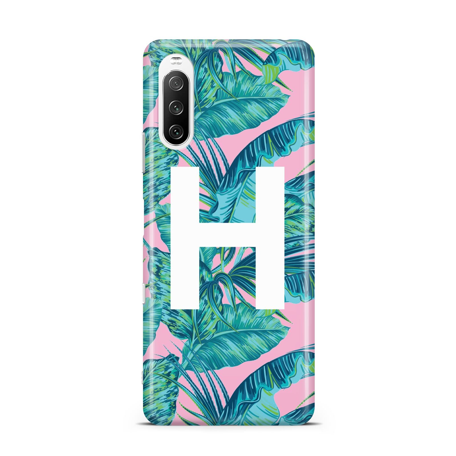 Personalised Tropical Pink and Green Sony Xperia 10 III Case
