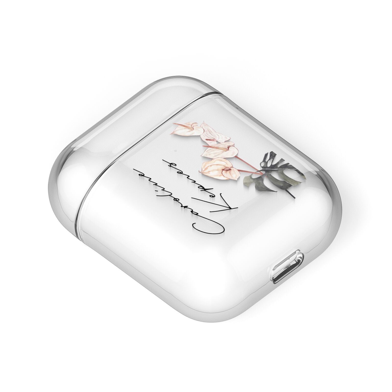 Personalised Tropical Plant AirPods Case Laid Flat