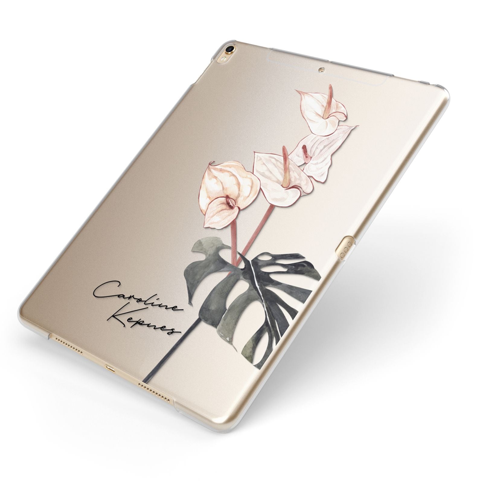 Personalised Tropical Plant Apple iPad Case on Gold iPad Side View