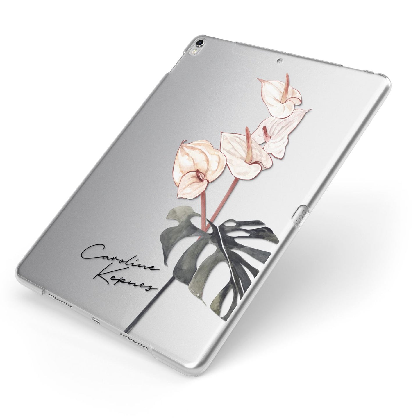 Personalised Tropical Plant Apple iPad Case on Silver iPad Side View
