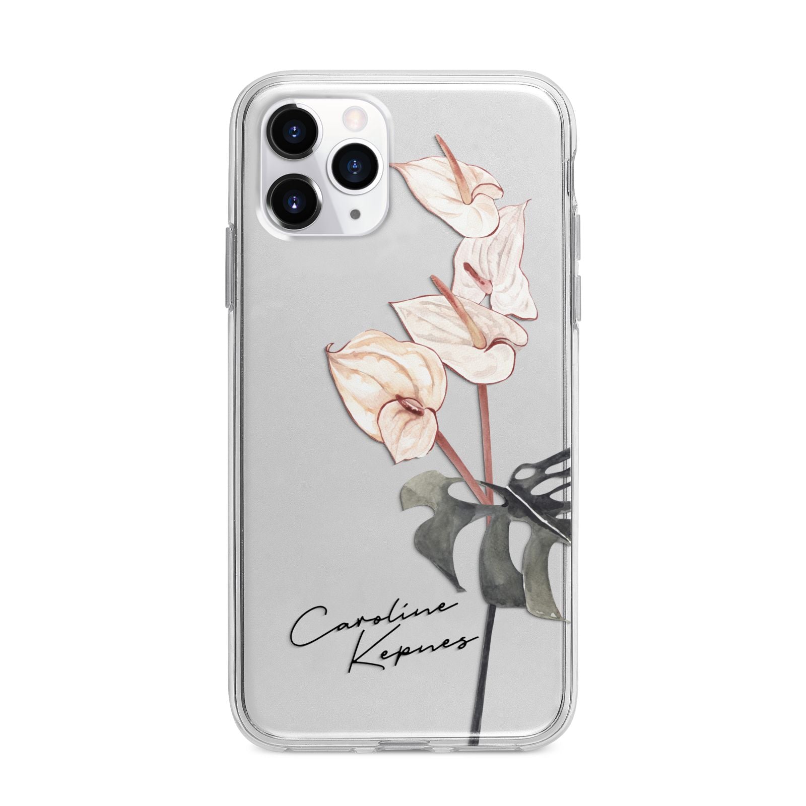 Personalised Tropical Plant Apple iPhone 11 Pro Max in Silver with Bumper Case