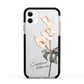 Personalised Tropical Plant Apple iPhone 11 in White with Black Impact Case