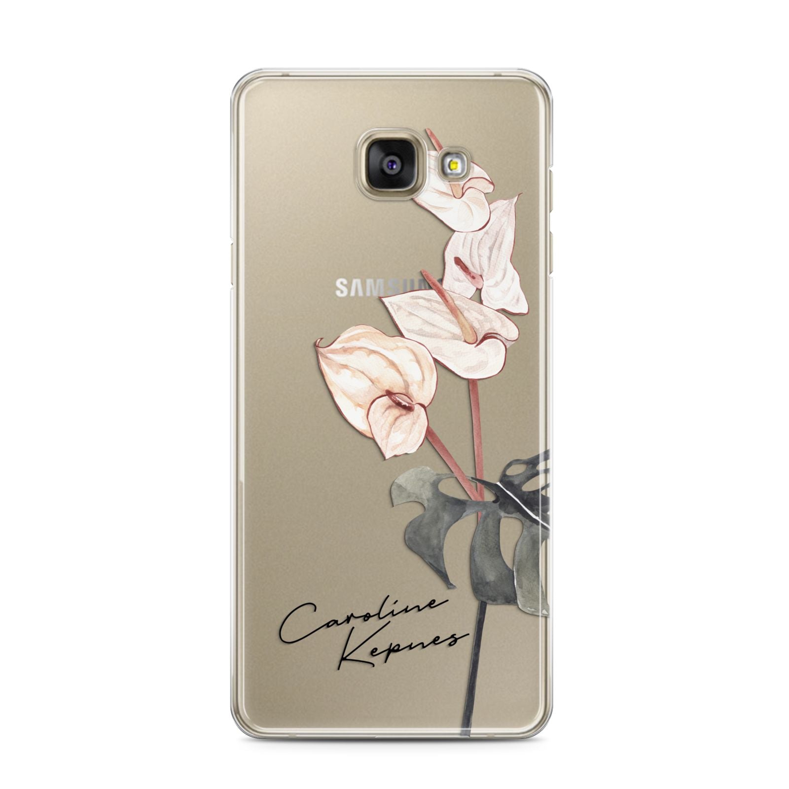Personalised Tropical Plant Samsung Galaxy A3 2016 Case on gold phone