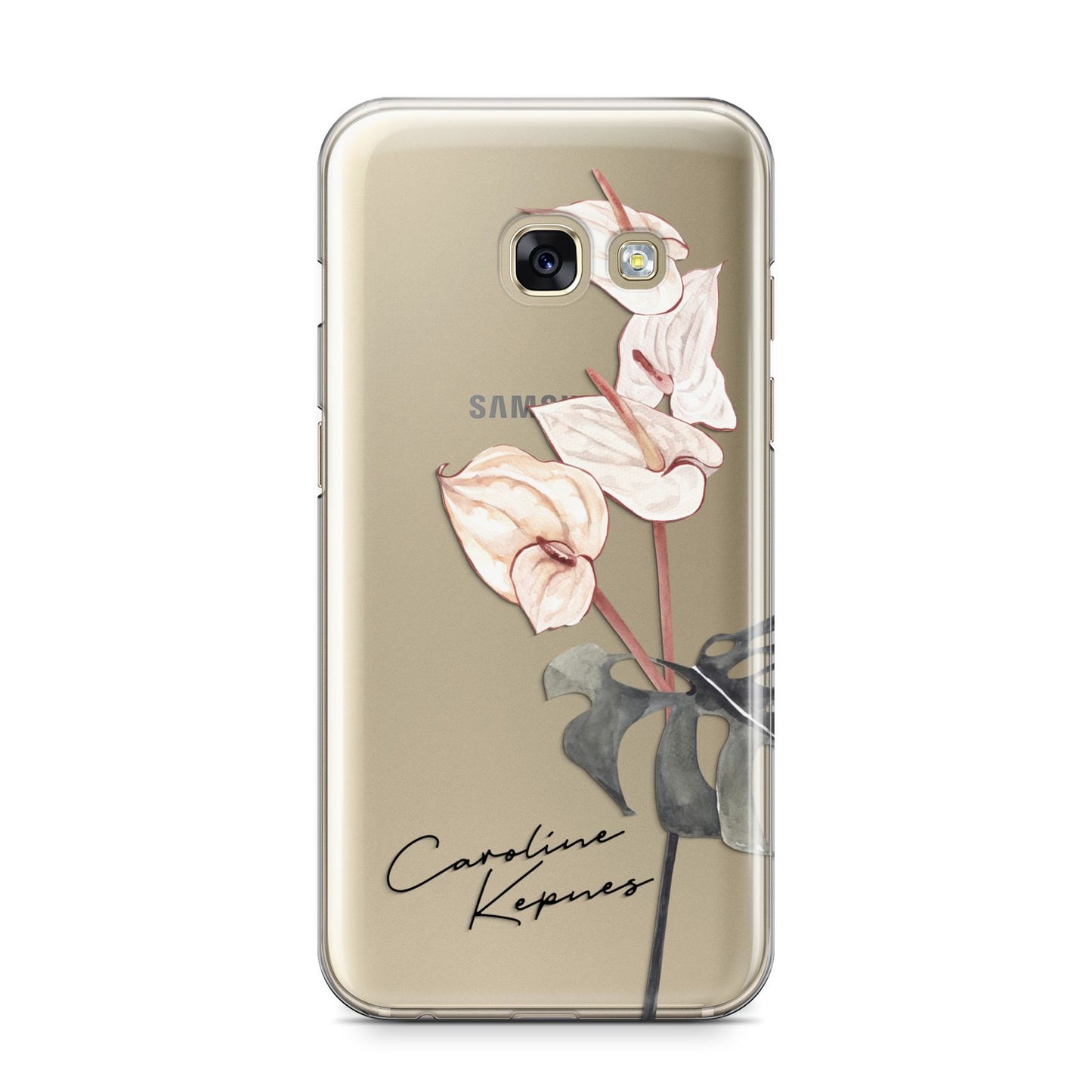 Personalised Tropical Plant Samsung Galaxy A3 2017 Case on gold phone