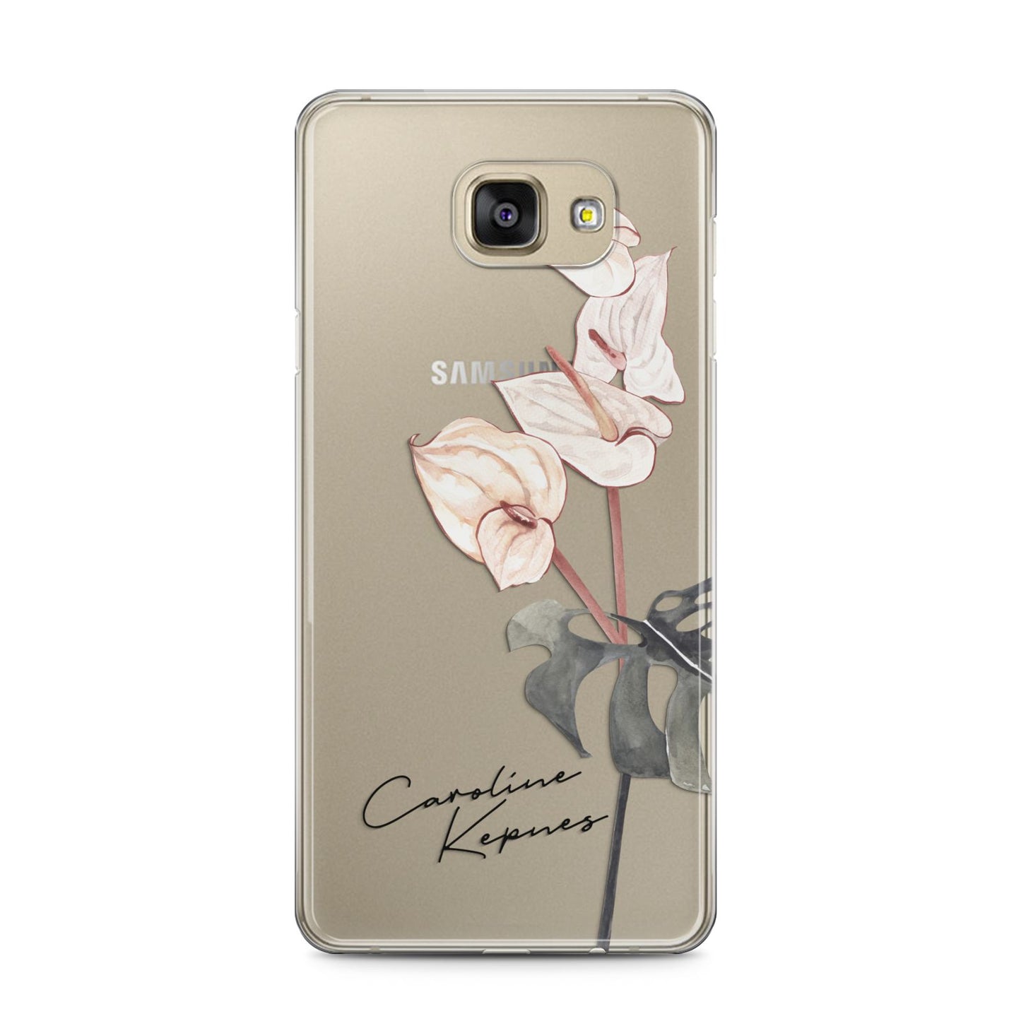 Personalised Tropical Plant Samsung Galaxy A5 2016 Case on gold phone