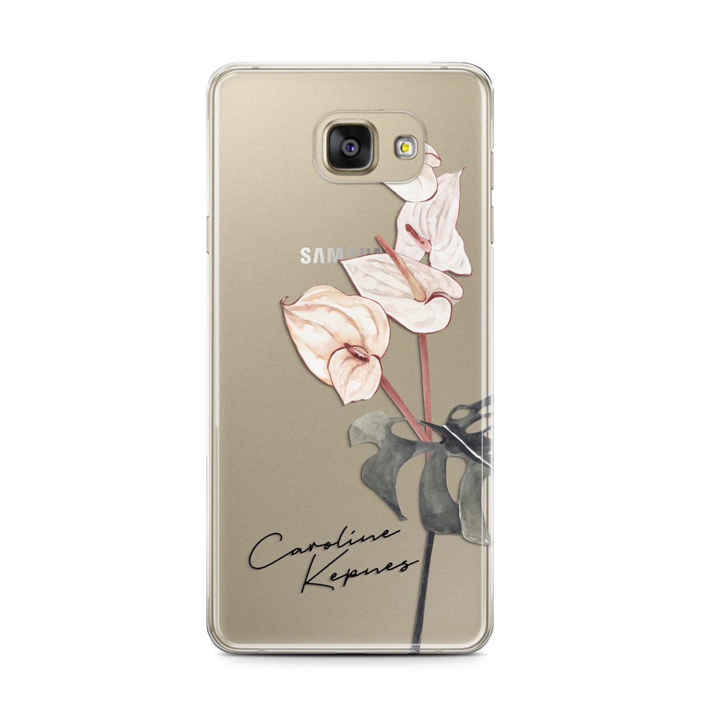 Personalised Tropical Plant Samsung Galaxy A7 2016 Case on gold phone