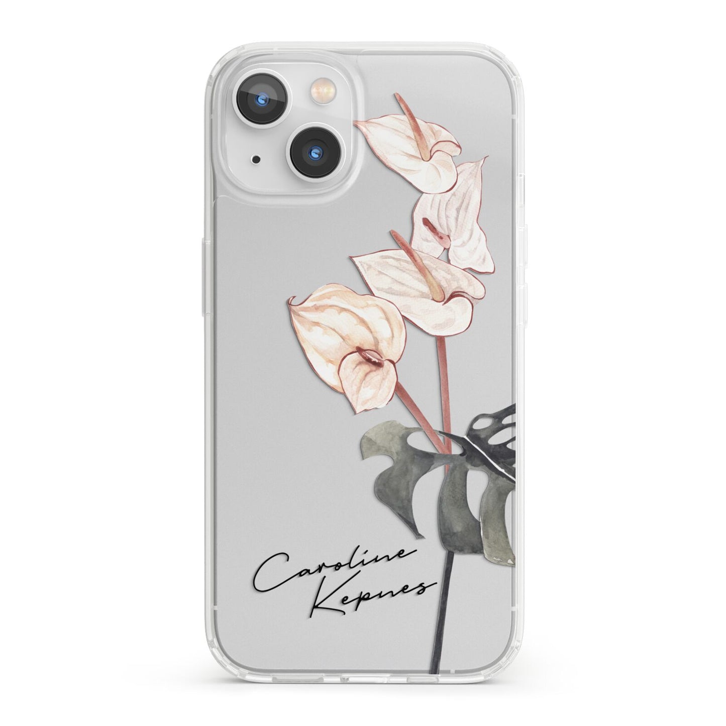 Personalised Tropical Plant iPhone 13 Clear Bumper Case