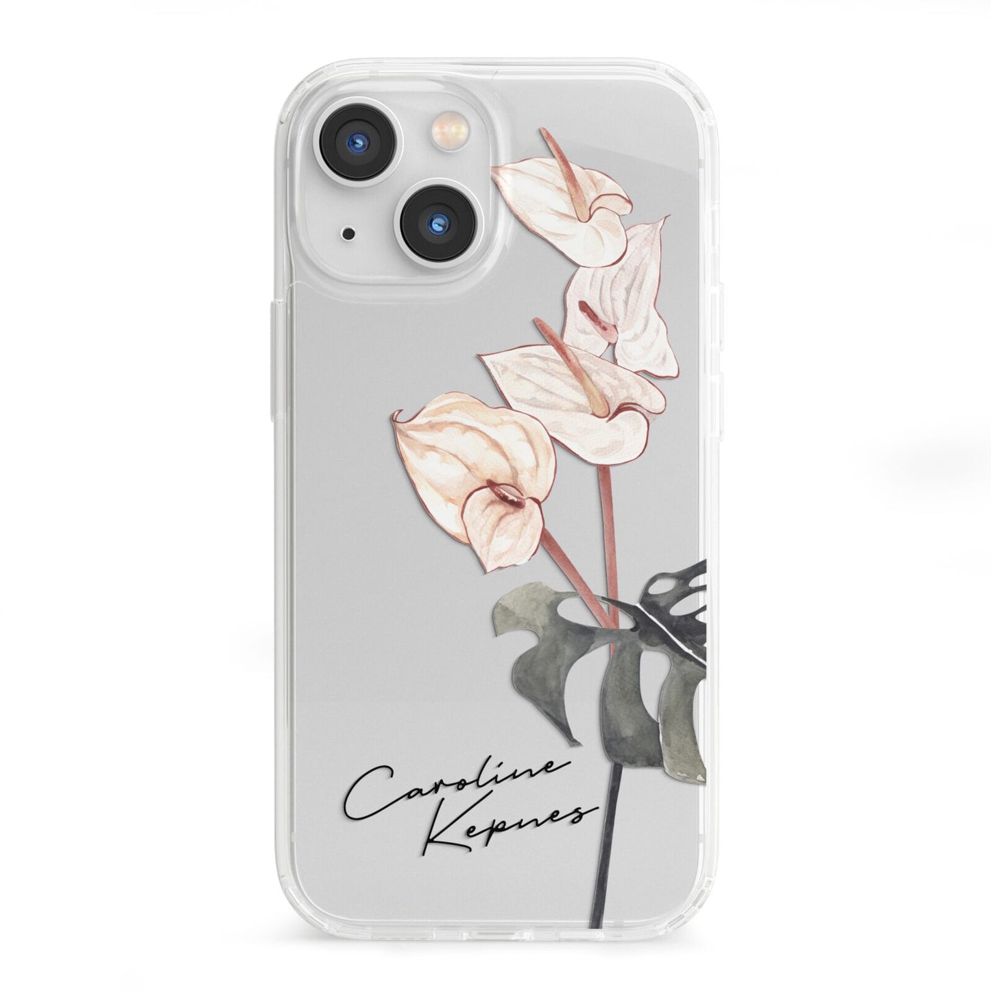 Personalised Tropical Plant iPhone 13 Mini Clear Bumper Case