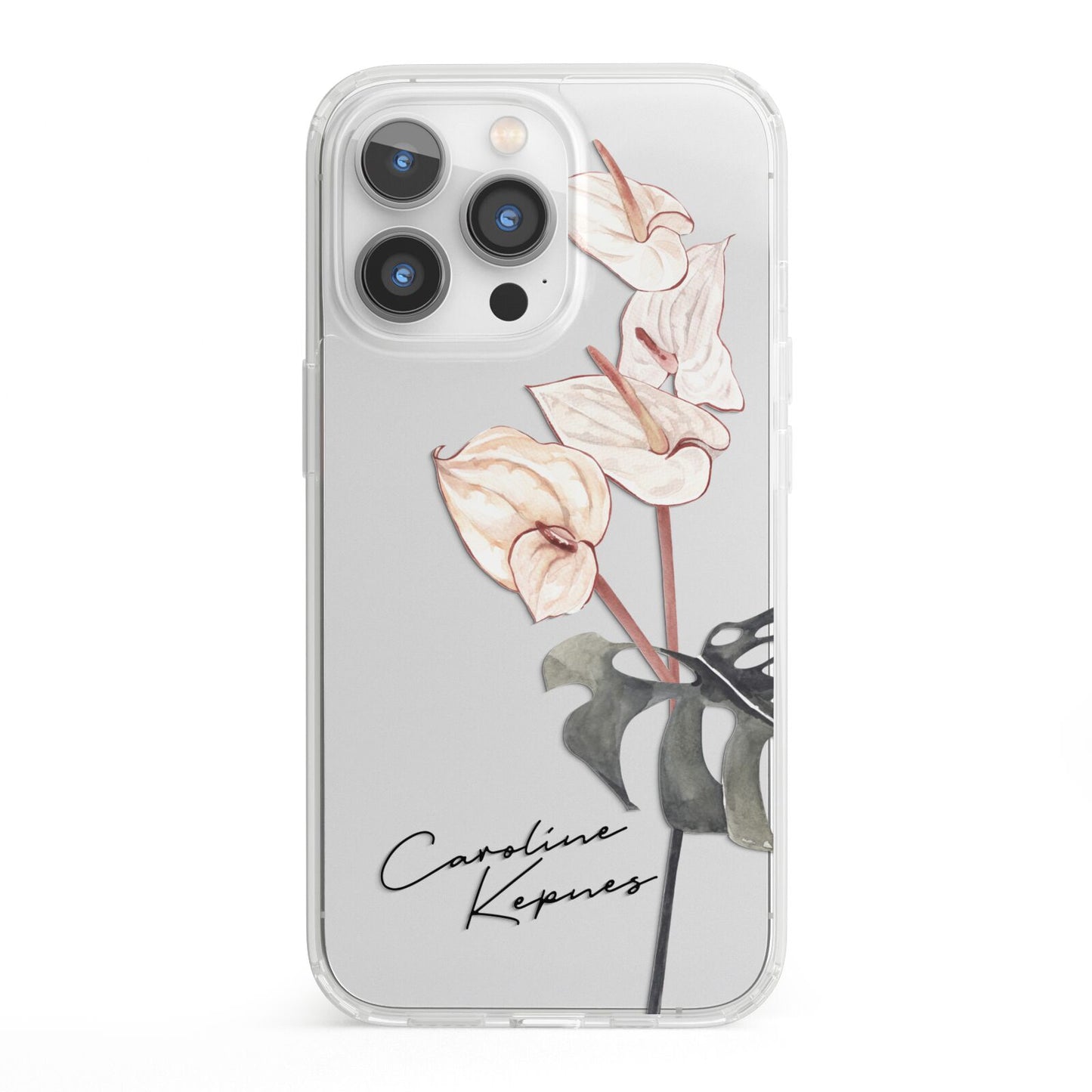 Personalised Tropical Plant iPhone 13 Pro Clear Bumper Case