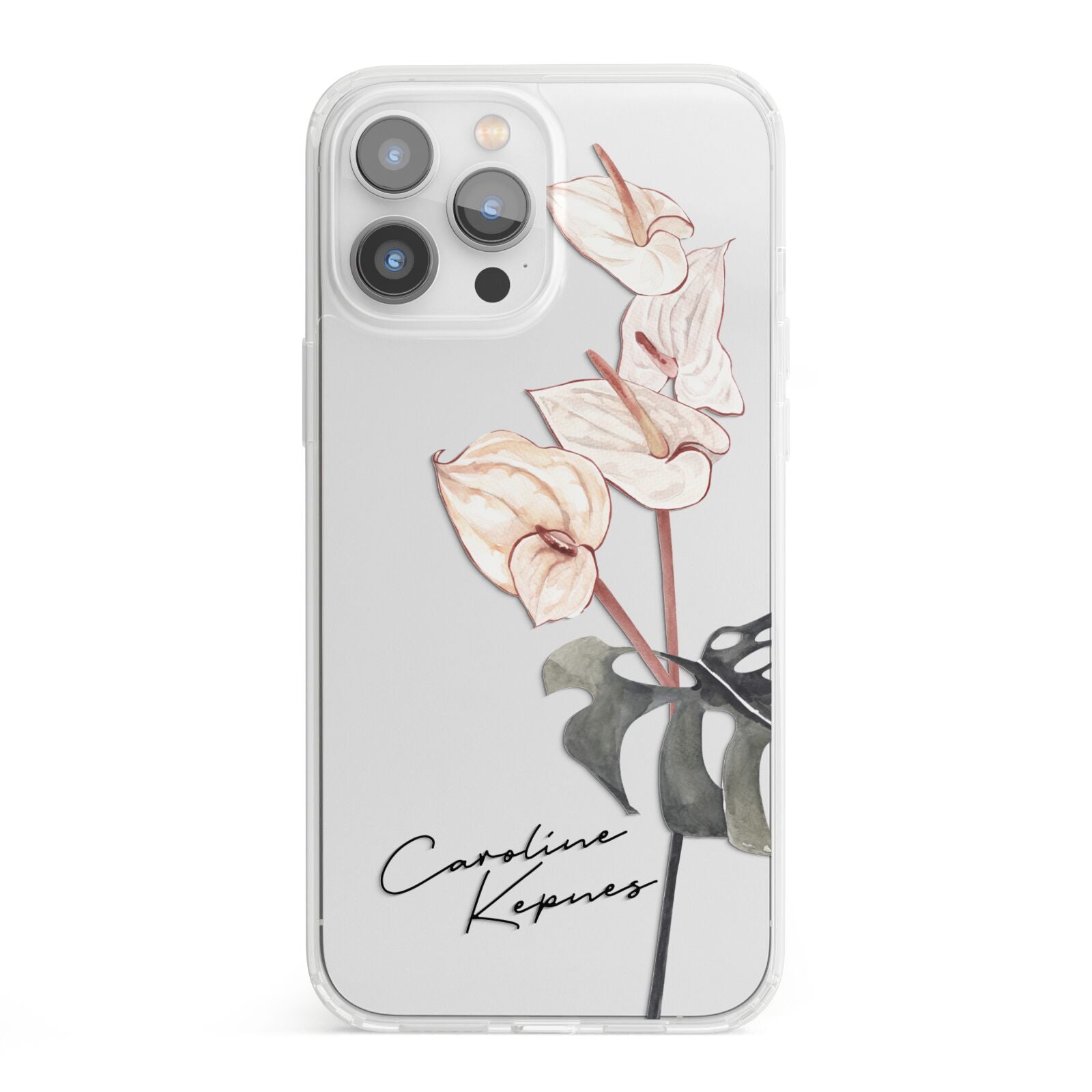 Personalised Tropical Plant iPhone 13 Pro Max Clear Bumper Case