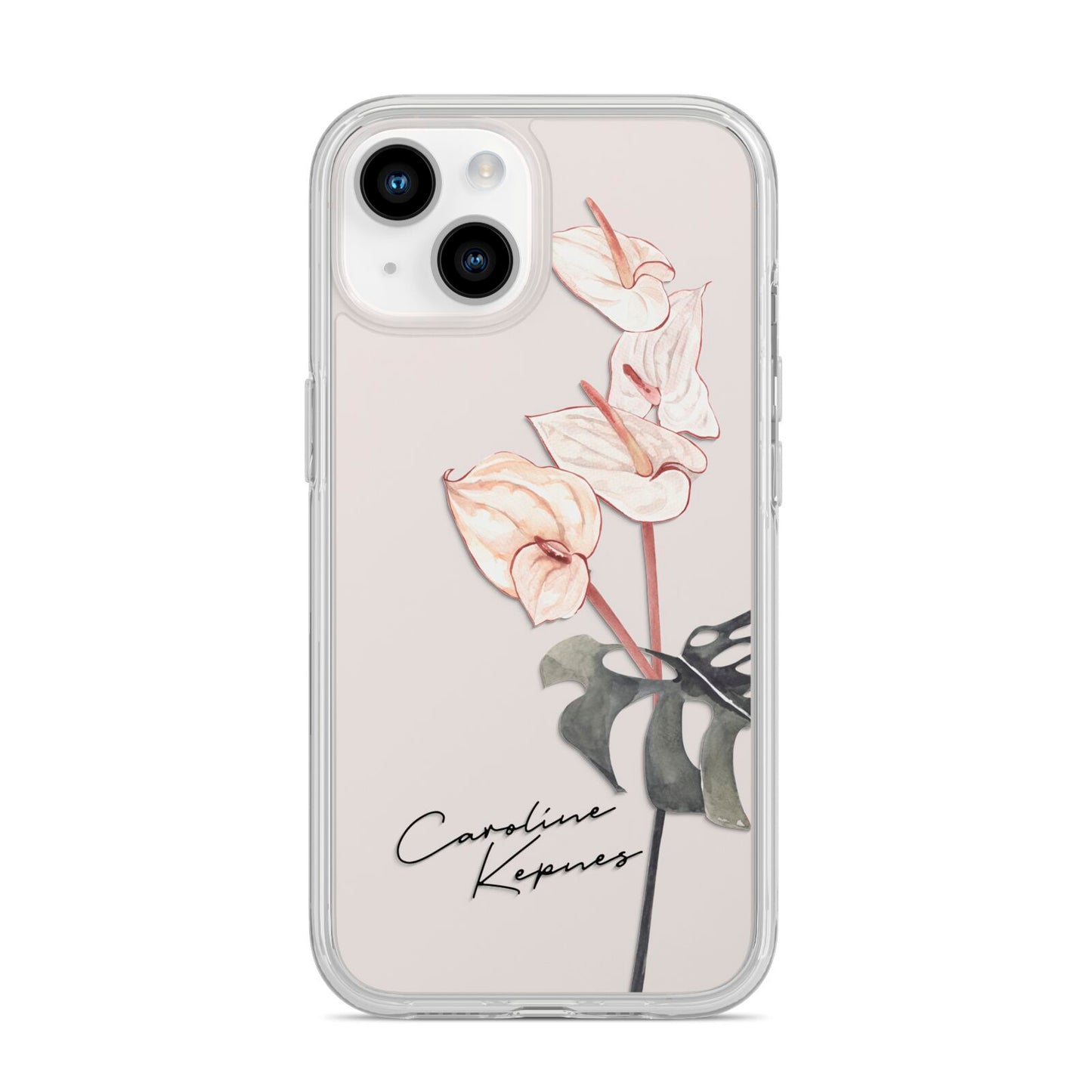 Personalised Tropical Plant iPhone 14 Clear Tough Case Starlight