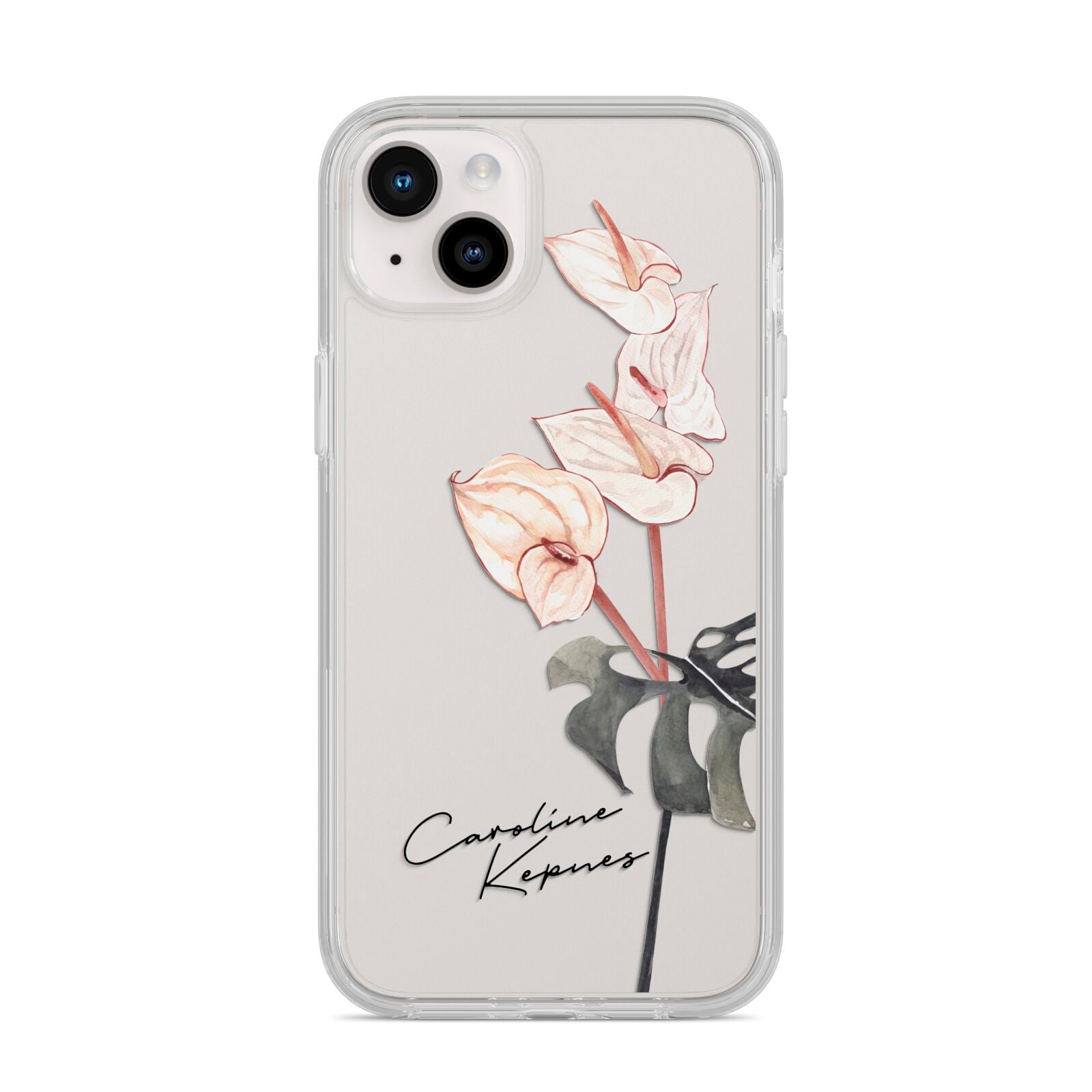 Personalised Tropical Plant iPhone 14 Plus Clear Tough Case Starlight