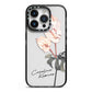 Personalised Tropical Plant iPhone 14 Pro Black Impact Case on Silver phone