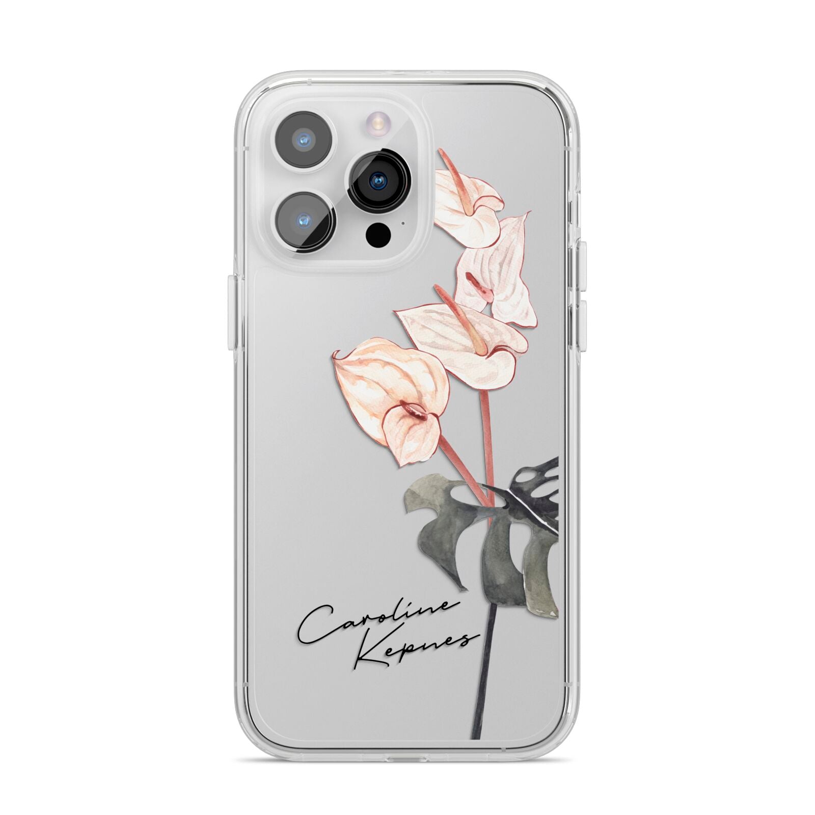 Personalised Tropical Plant iPhone 14 Pro Max Clear Tough Case Silver