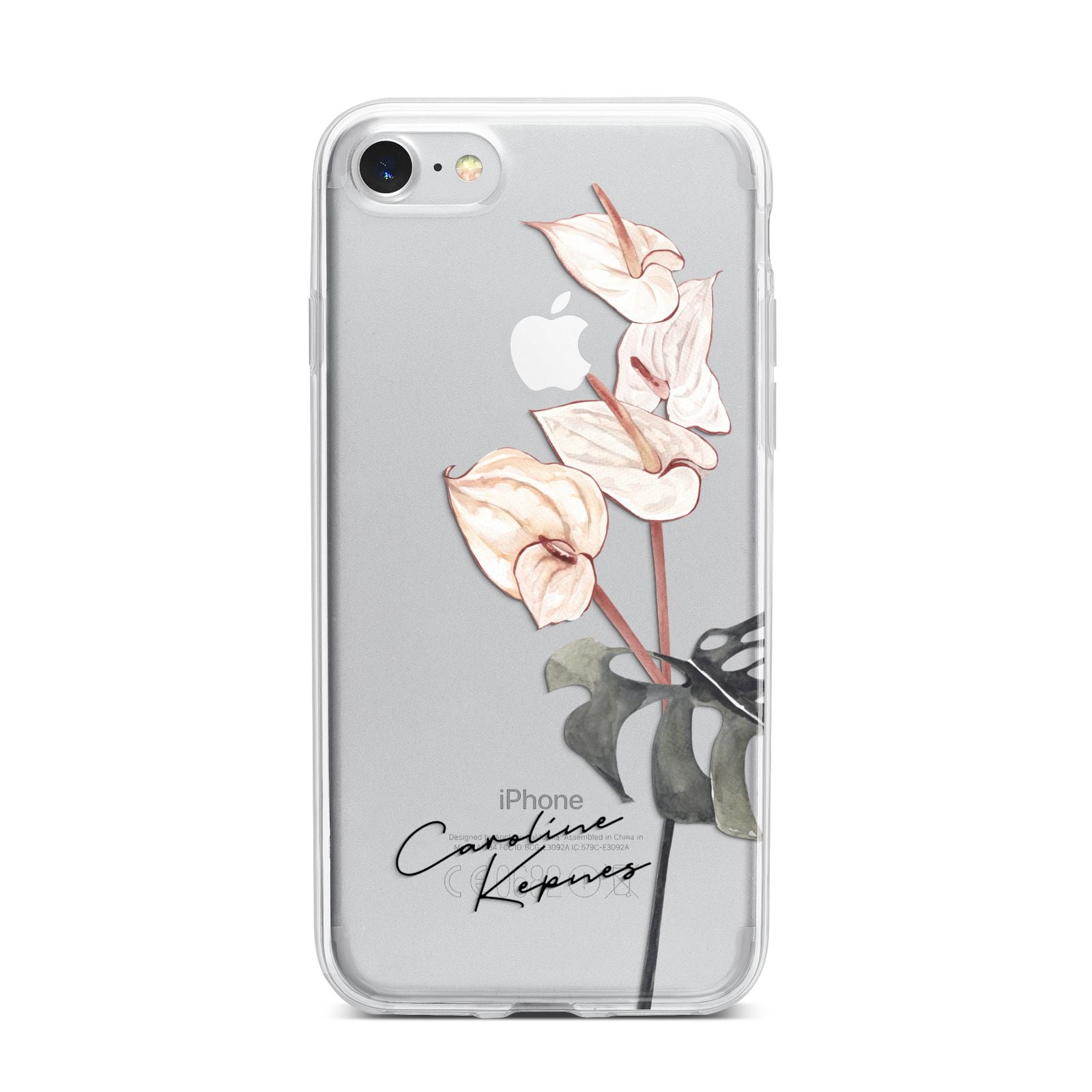Personalised Tropical Plant iPhone 7 Bumper Case on Silver iPhone