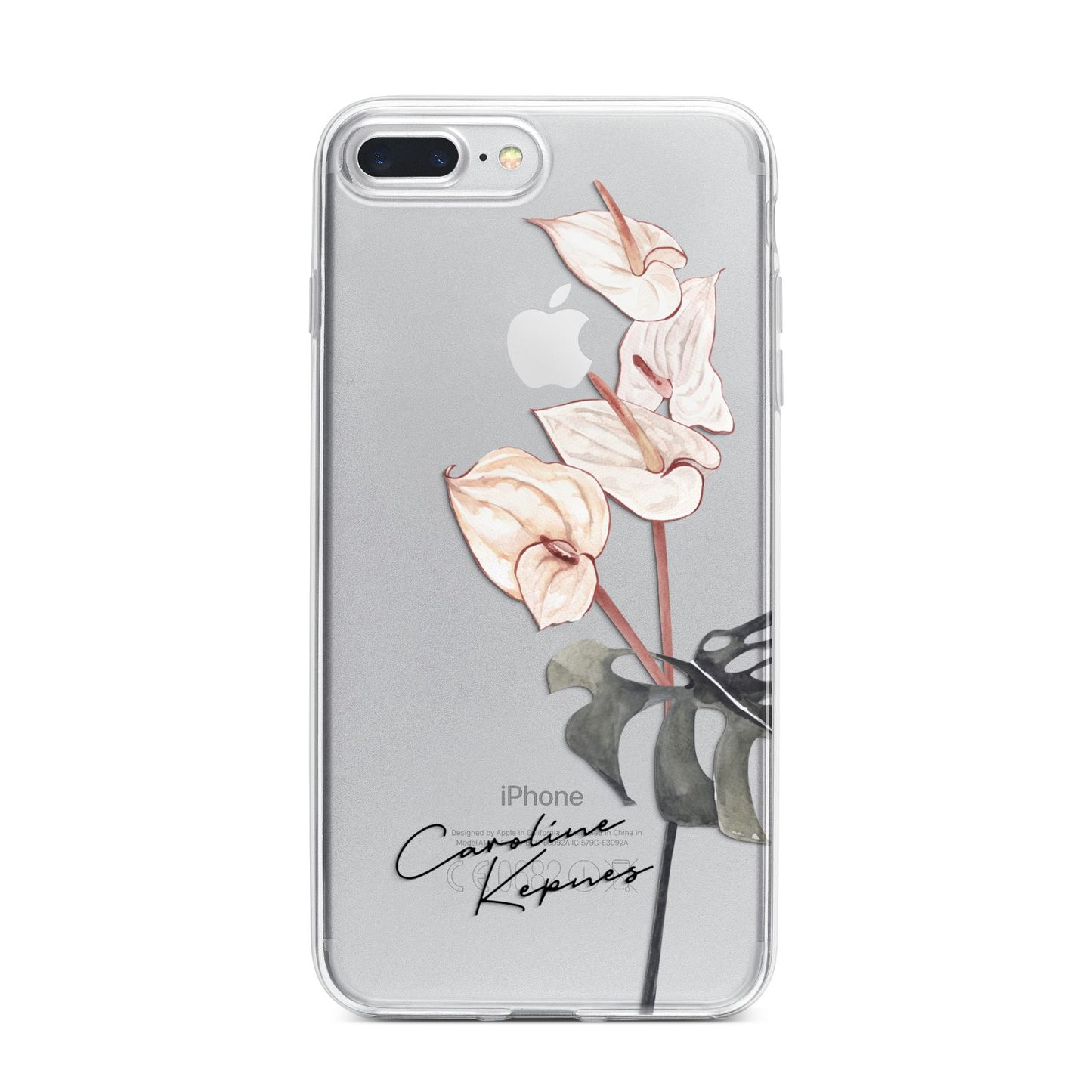 Personalised Tropical Plant iPhone 7 Plus Bumper Case on Silver iPhone