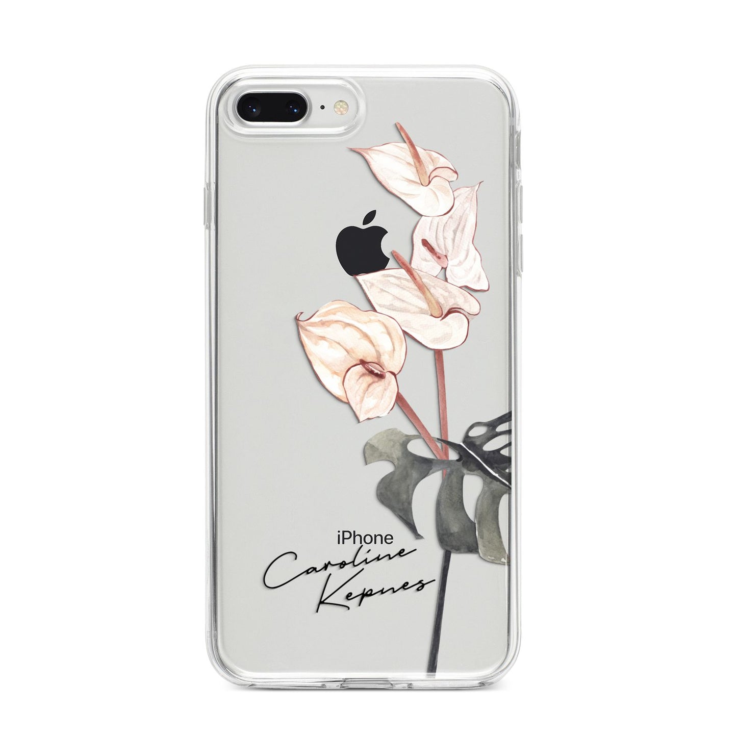 Personalised Tropical Plant iPhone 8 Plus Bumper Case on Silver iPhone