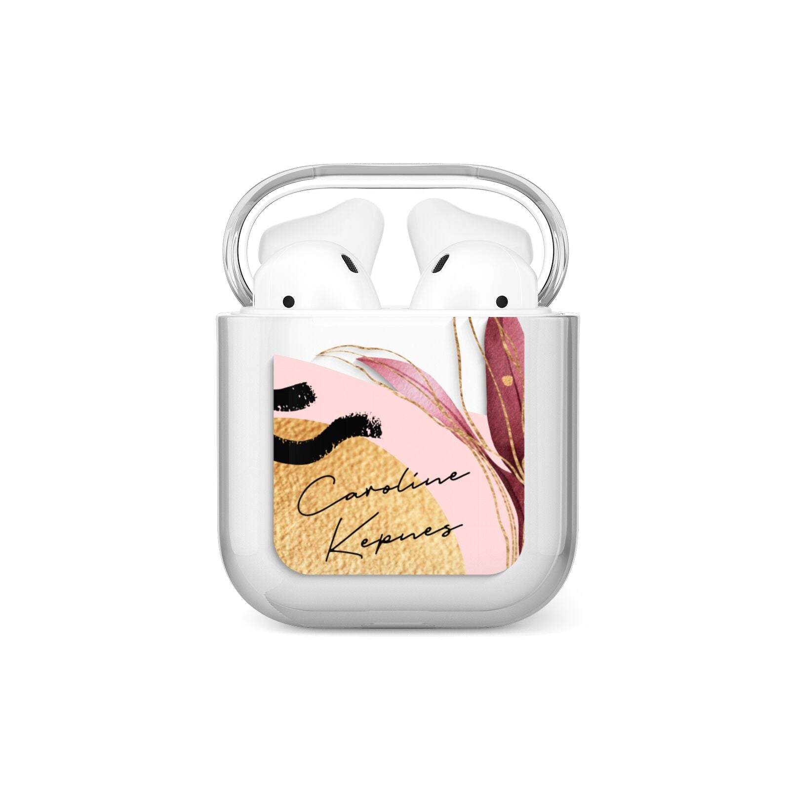 Personalised Tropical Red Leaf AirPods Case