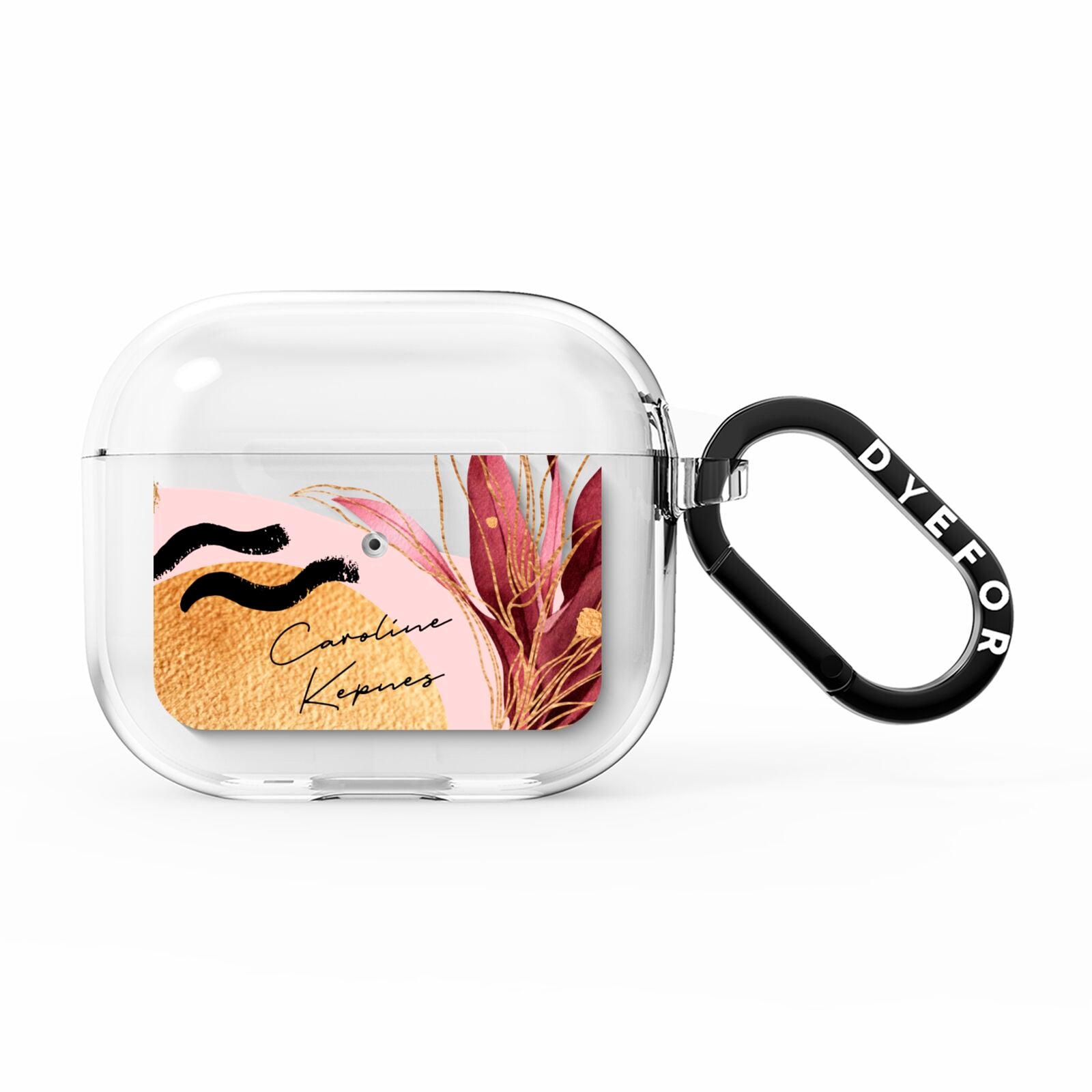 Personalised Tropical Red Leaf AirPods Clear Case 3rd Gen